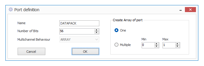 Dialog to create new port